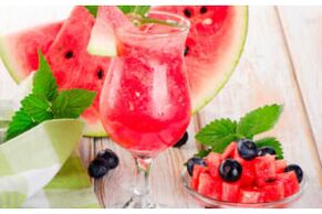 Watermelon drink in the diet menu with watermelon for weight loss in a week
